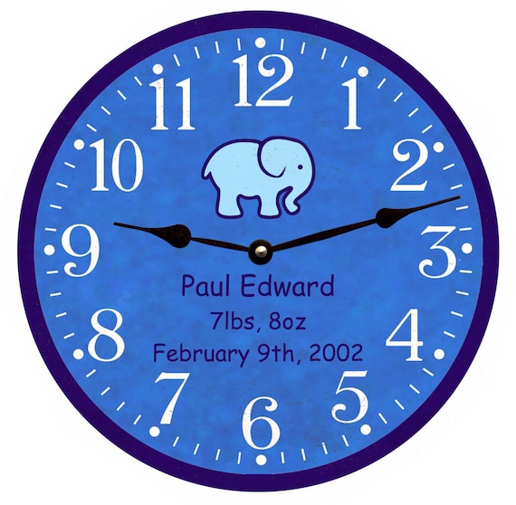 Nursery Clock Baby Boy Clock Personalized Wall Clock Etsy