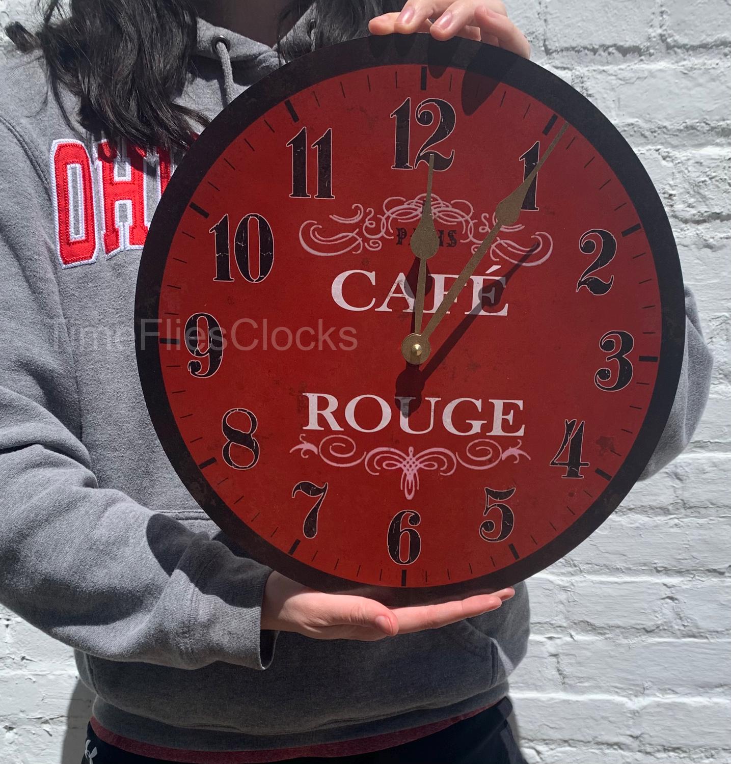 フランスをテーマにした壁掛け時計 - カフェ ルージュ クロック - Etsy