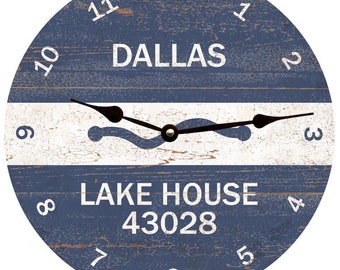 Personalized Beach Badge Clock- Lake House Clock- Beach House Clock