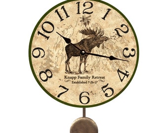 Moose Pendulum Clock- Personalized Moose Wall Clock