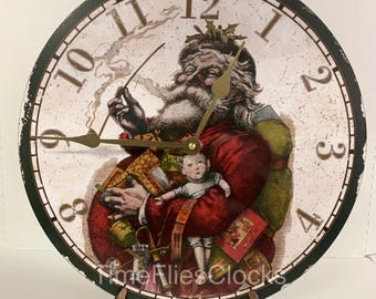 クリスマス時計 - 昔ながらのサンタのクリスマス壁掛け時計 - Etsy 日本