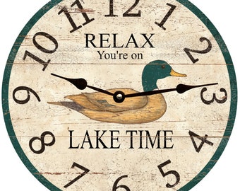 Lake Time Duck Clock- Relax Lake Time Clock