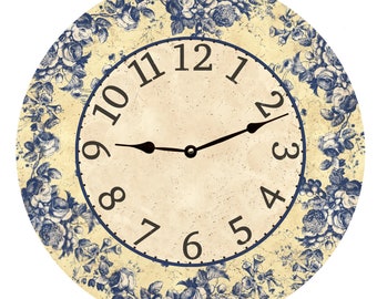 Floral Clock- Blue Floral Toile Clock