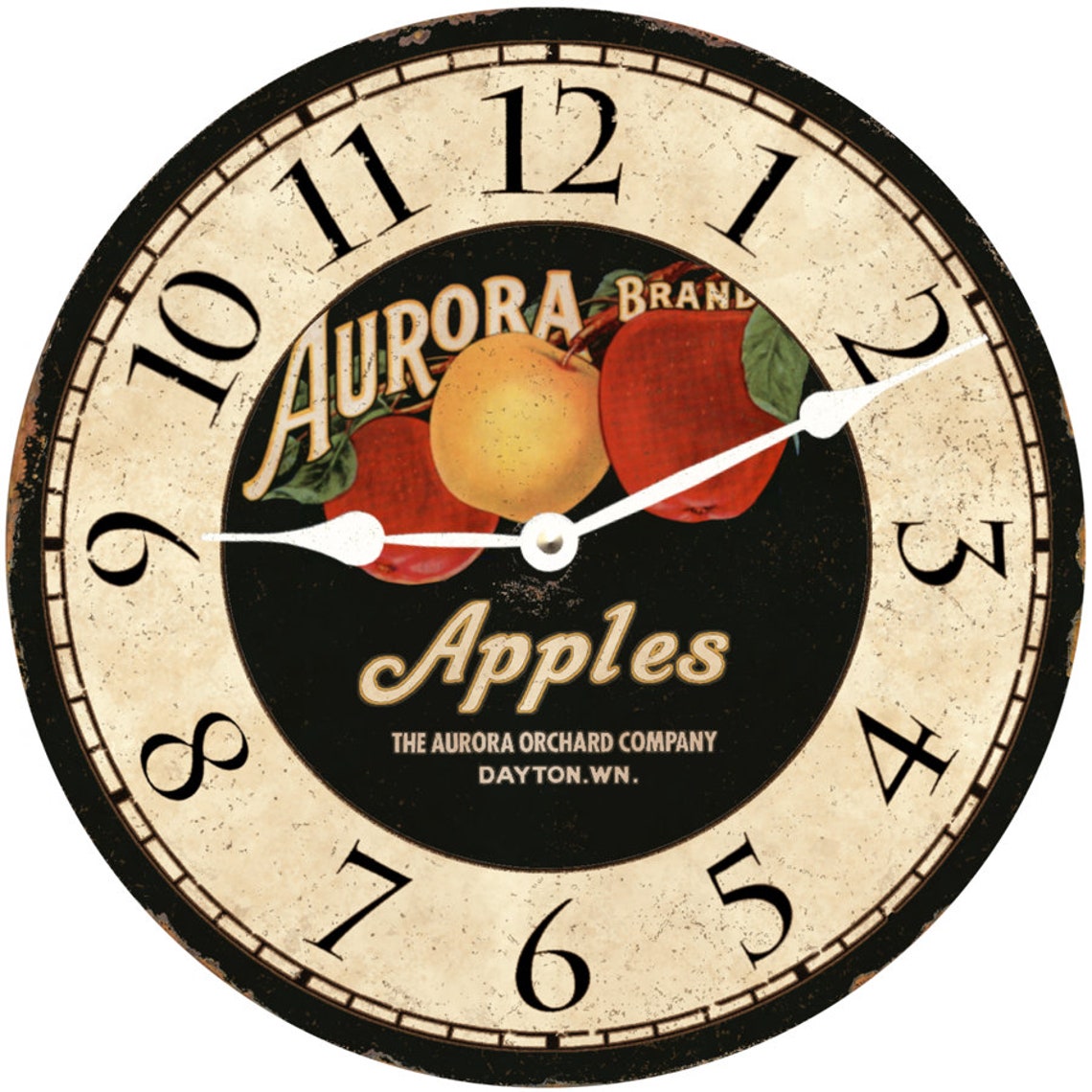 Rustic Apple Clock Kitchen Clock Etsy