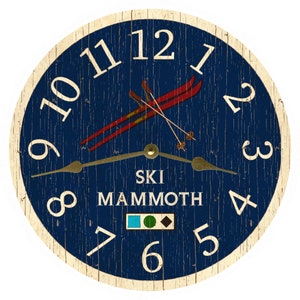 Blue Ski Clock- Personalized Ski Lodge Clock