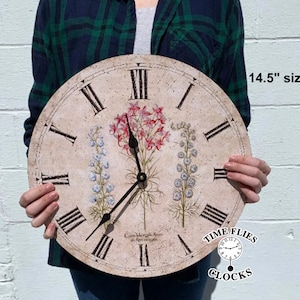 Three Flower Wall Clock Wildflower Clock image 7