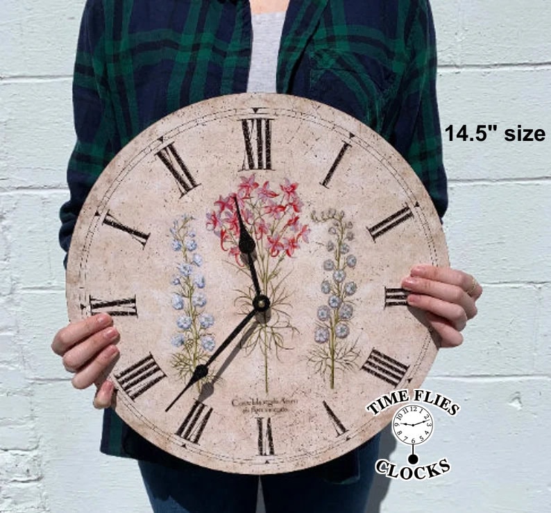 Three Flower Wall Clock Wildflower Clock image 7