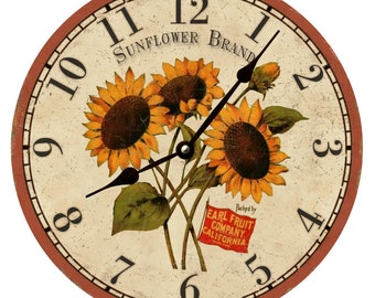Vintage Sunflower Clock- Elegant Sunflower Clock