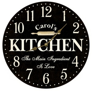 Personalized Kitchen Wall Clock- Black Kitchen Clock