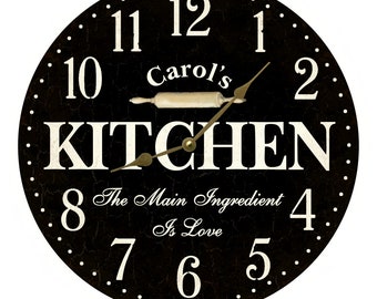 Personalized Kitchen Wall Clock- Black Kitchen Clock