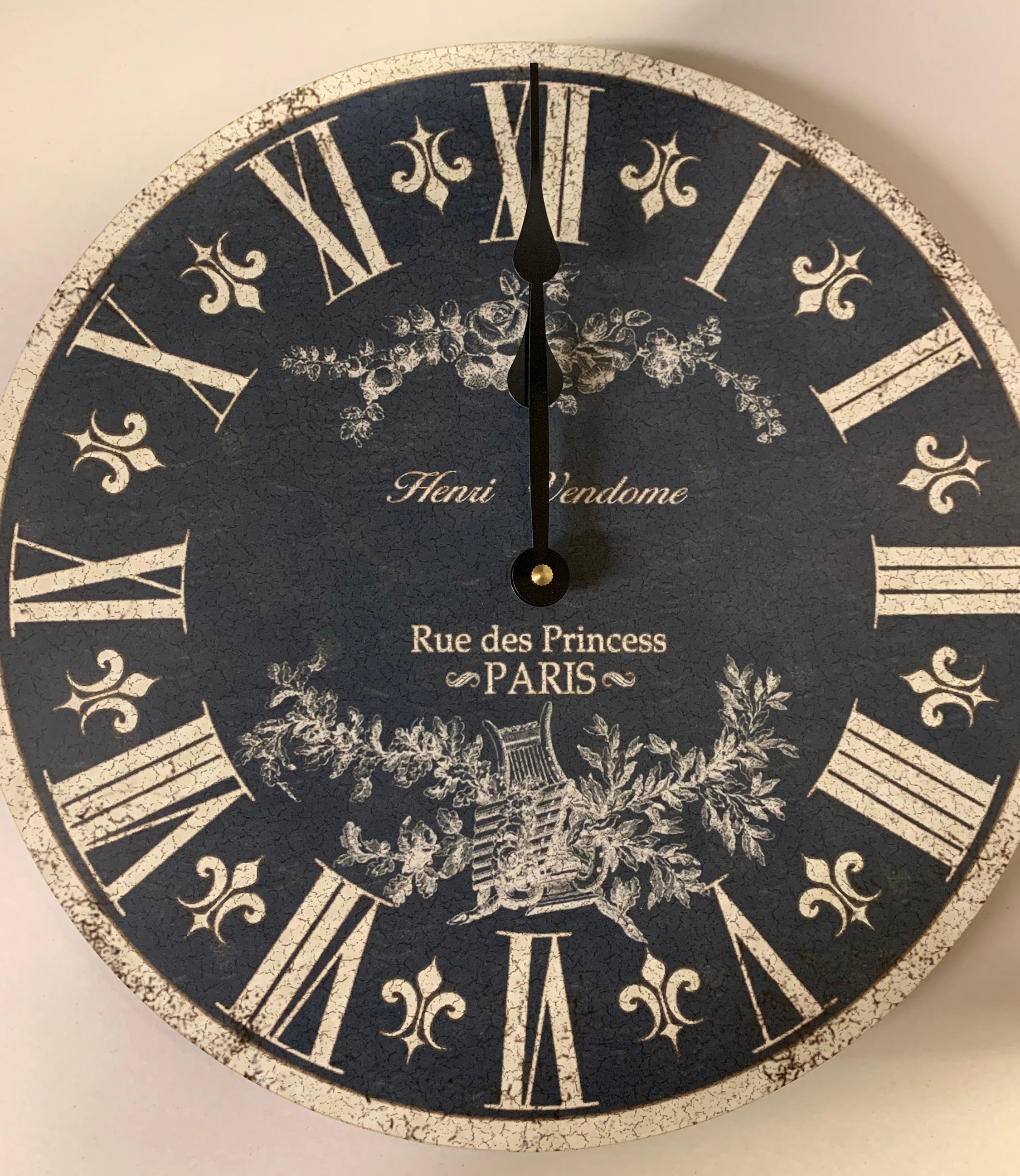 Toile Clock- Light Blue Toile French Clock- Light Blue Toile Wall