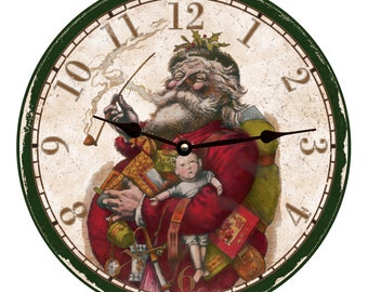 Christmas Clock- Old Fashion Santa Christmas Wall Clock