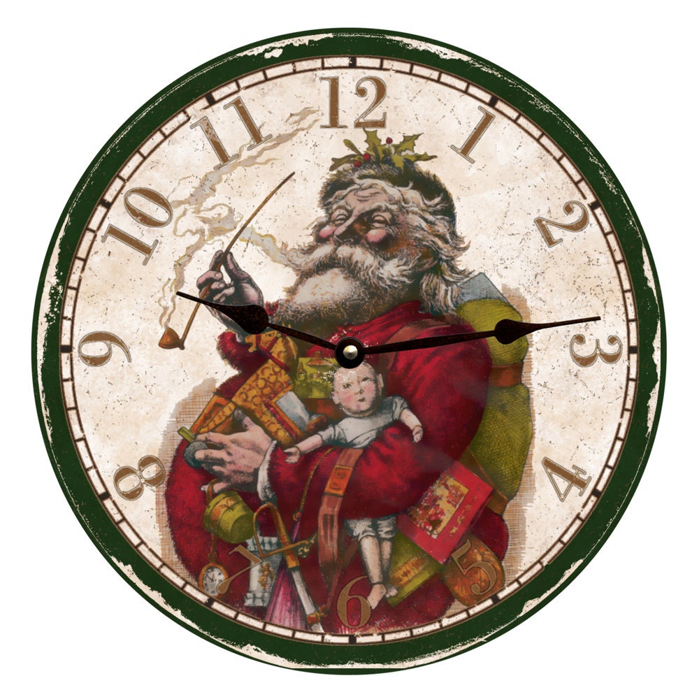 Christmas Clock- Old Fashion Santa Christmas Wall Clock - Etsy Canada