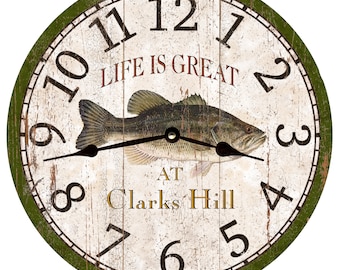 Fish Clock- Personalized Fish Clock- Bass Clock