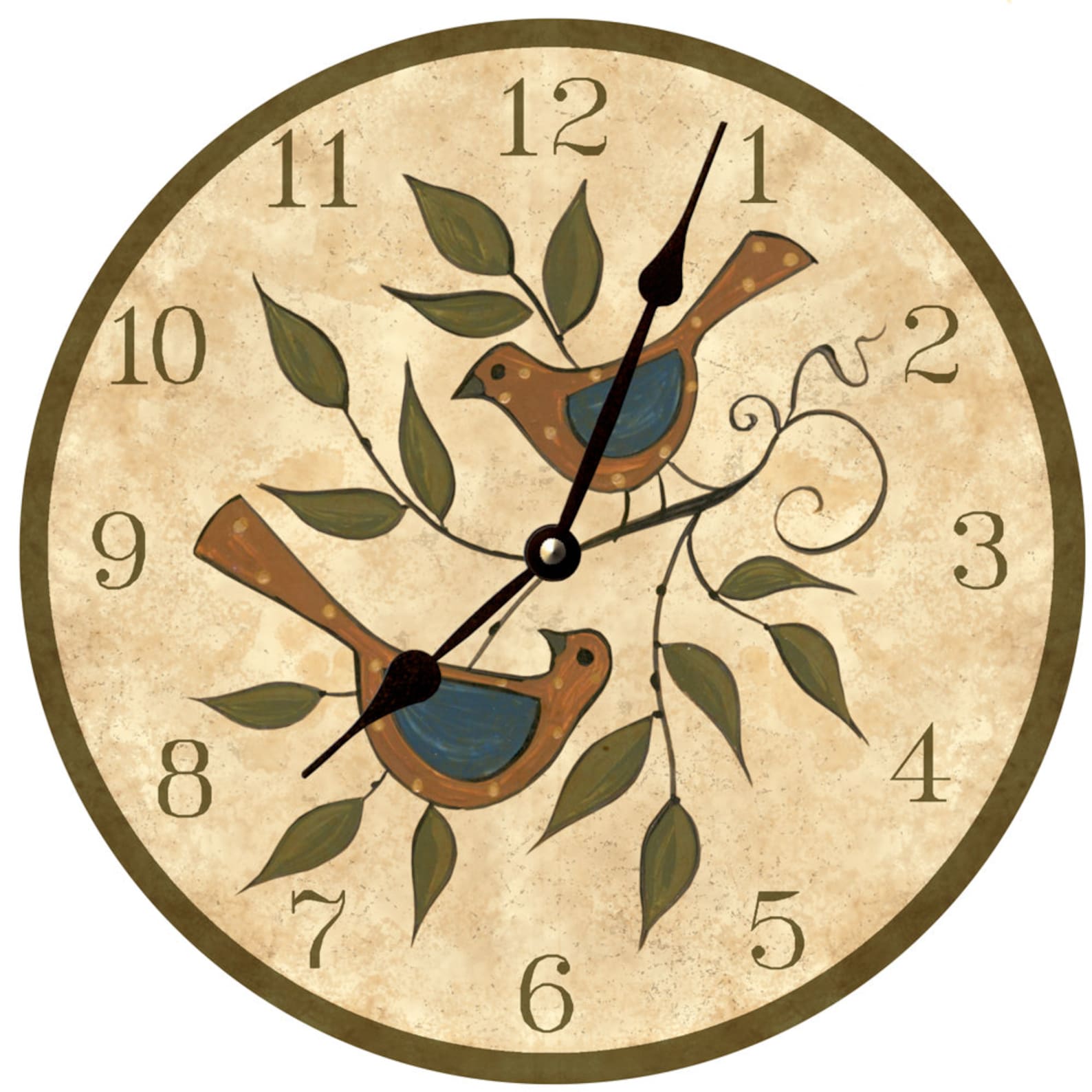 Folk Birds Clock- Birds in A Tree Clock - Etsy