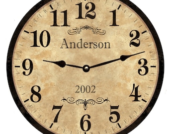 Oversized Classic Name Clock- Rustic Name Clock