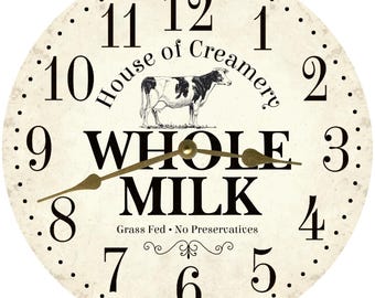 Cow Wall Clock for Kitchen | Farmhouse Decor | Country Rustic Style