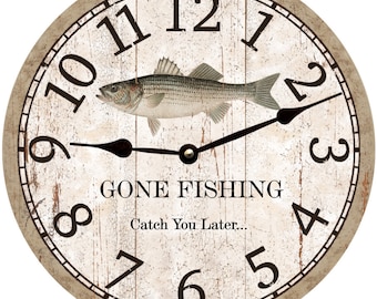 Gone Fishing Clock- Bass Fishing Wall Clock