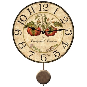 Personalized Italian Kitchen Clock with Swinging Pendulum
