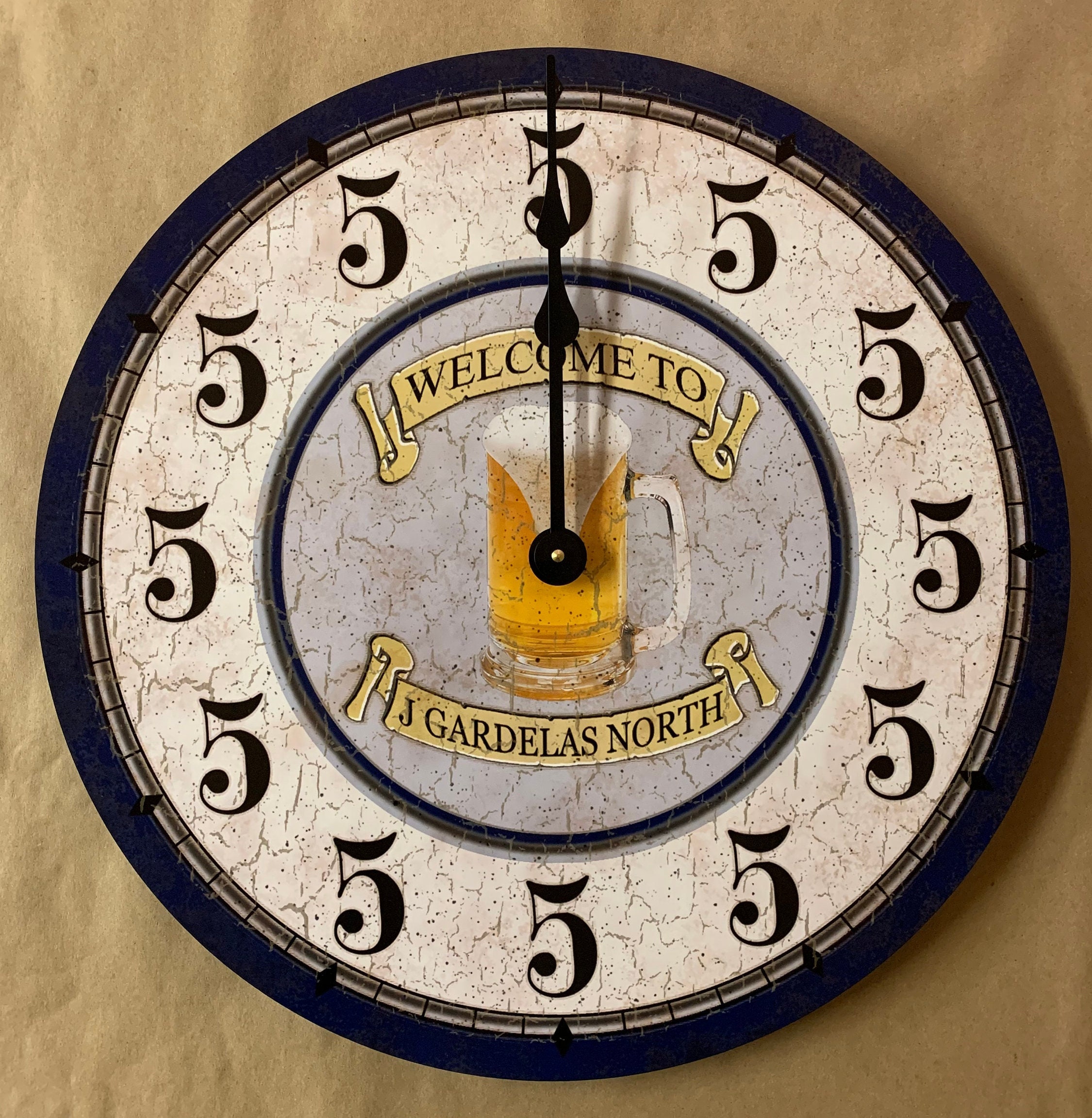 Beer Thirty Clock- Personalized Bar Clock- Five O'clock Somewhere