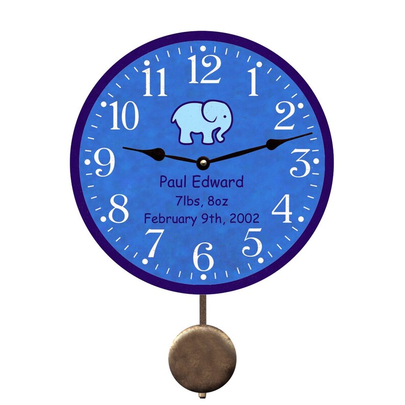 Nursery Clock Baby Boy Clock Personalized Wall Clock Etsy