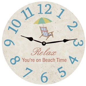 Relax You're On Beach Time Clock- White Beach Clock