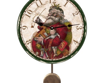 Old Fashion Santa Christmas Pendulum Clock