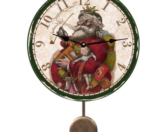 Vintage Musical Christmas Clock 80's Christmas Wall Hanging