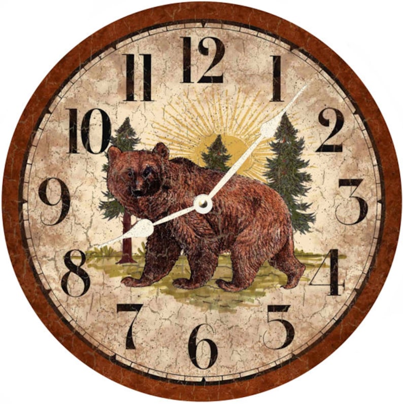 Rustic Bear Clock Etsy
