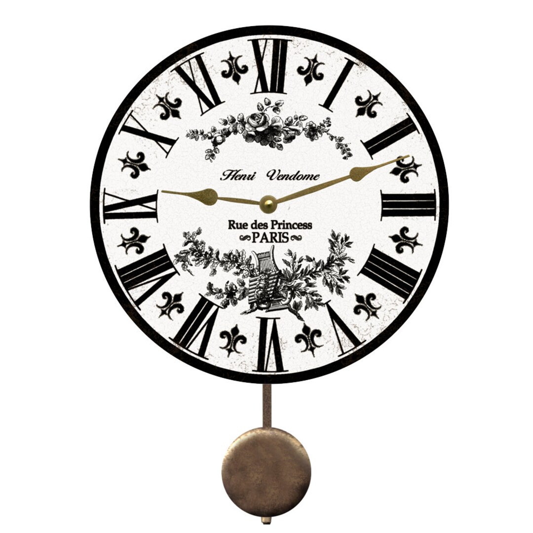 White Pendulum Clock White and Black French Toile Pendulum Clock Etsy