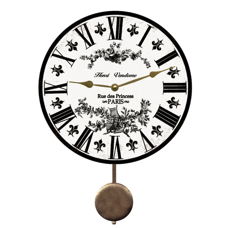 White Pendulum Clock White and Black French Toile Pendulum Etsy