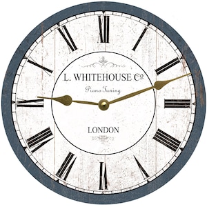 Rustic White and Blue London Clock