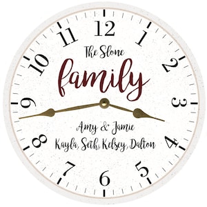 Family Name Clock- Personalized White Family Name Clock