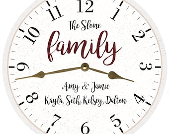 Family Name Clock- Personalized White Family Name Clock