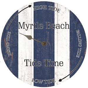 Personalized Beach Tide Clock - Blue and White Tide Clock