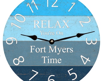 Blue Gradient Clock- Beach Blue Clock- Relax Beach Time Clock