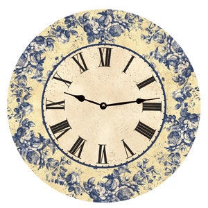 Floral Blue Toile Clock