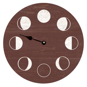 Lunar Phase Clock- Moon Phase Wall Clock- Choose Your Own Color