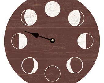 Lunar Phase Clock- Moon Phase Wall Clock- Choose Your Own Color