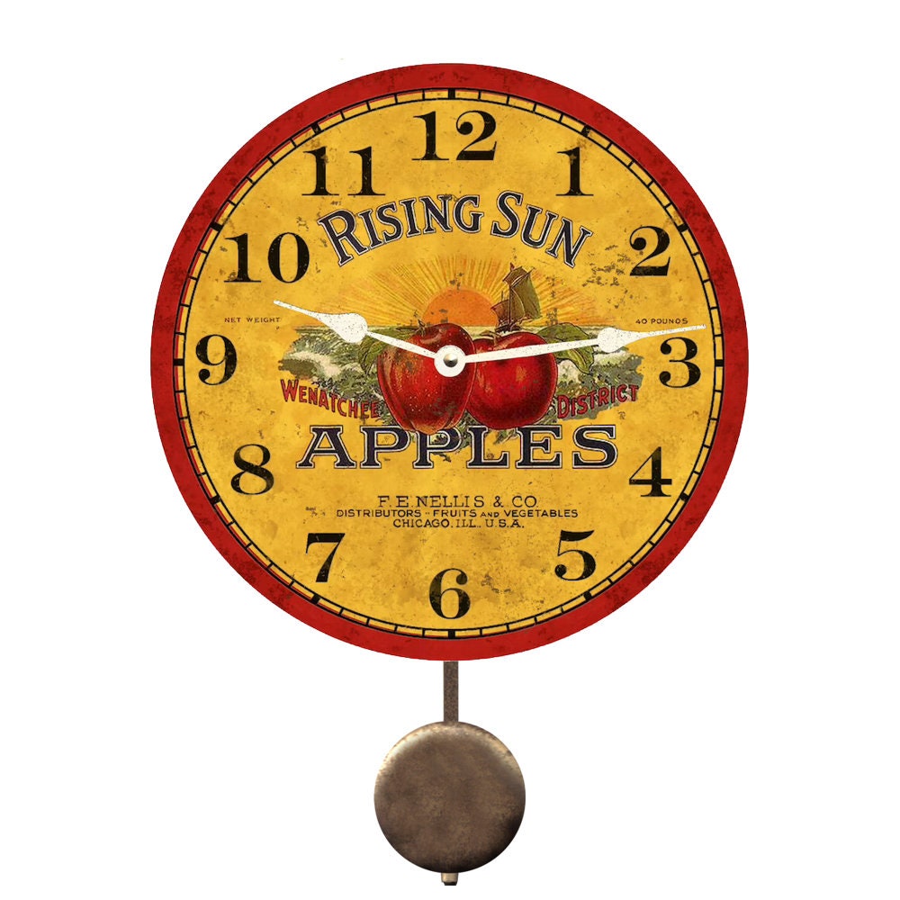 Apple Kitchen Clock Kitchen Wall Clock Etsy