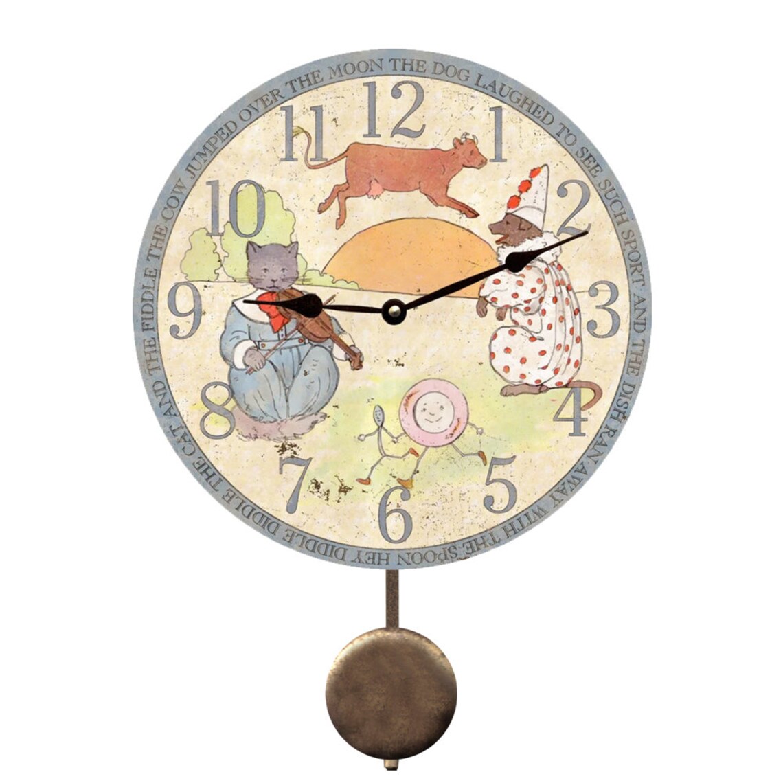 Nursery Rhyme Clock Hey Diddle Diddle Clock Cat and the Etsy