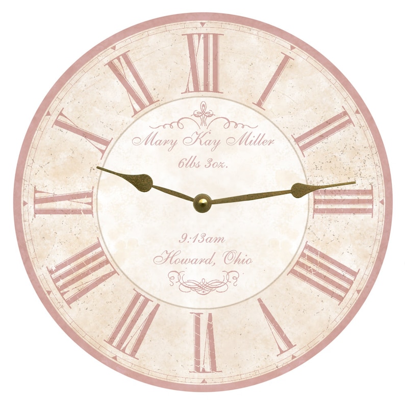 Baby Clock Pink Personalized Baby Clock Pink Clock Etsy