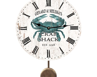 Personalized Blue Crab Pendulum Clock
