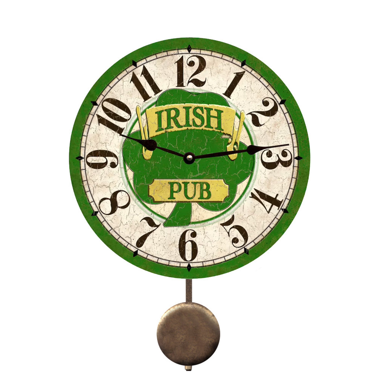Pub Clock Irish Pub Clock Shamrock Clock Etsy
