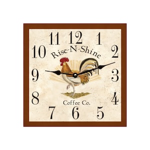 Orologio con gallo quadrato: orologio da cucina in fattoria
