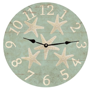 Relógio de parede estrela do mar – relógio de inspiração costeira para decoração de praia