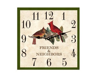 Square Cardinal Clock – Perfect Gift for Bird Enthusiasts