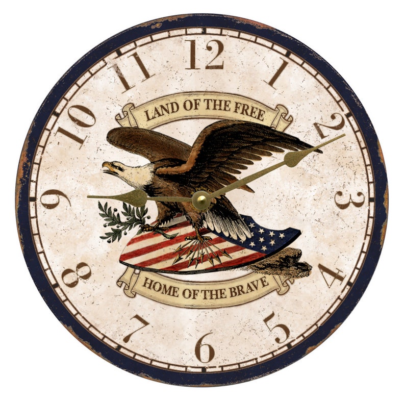 Eagle Wall Clock with gold hands