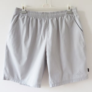 Vintage 90s Adidas Free Time Shorts: Grey Elastic Waist Swim Trunks (Large)