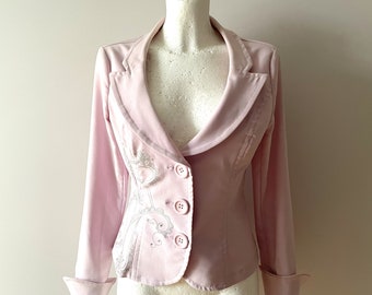 Women's summer blazer, lightweight unlined jacket, pale pink fitted blazer, women formal jacket, gift idea for her, size medium